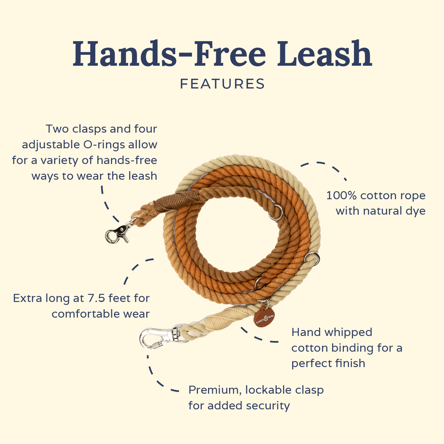 The Chocolate Meadows Hands-Free Rope Leash