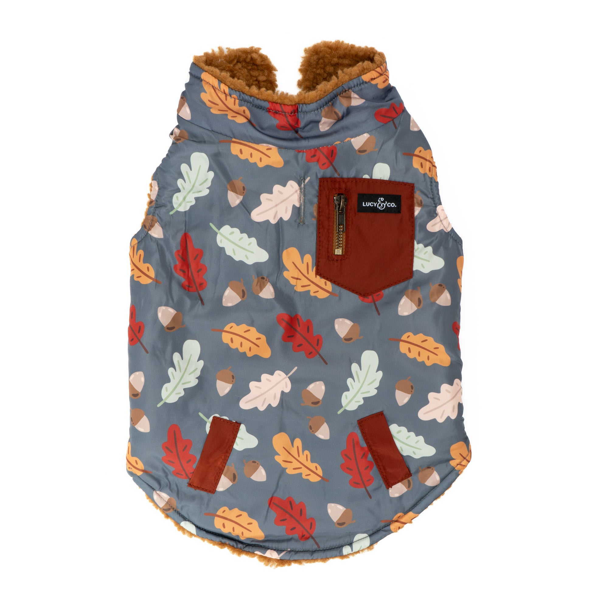 Louis Pup Reversible Fluffy Vest, Paws Circle