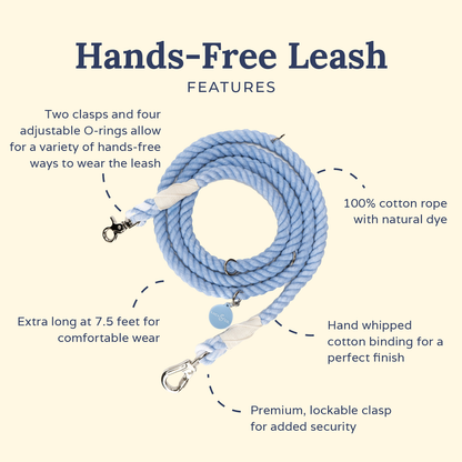 The Denim Blue Hands-Free Rope Leash