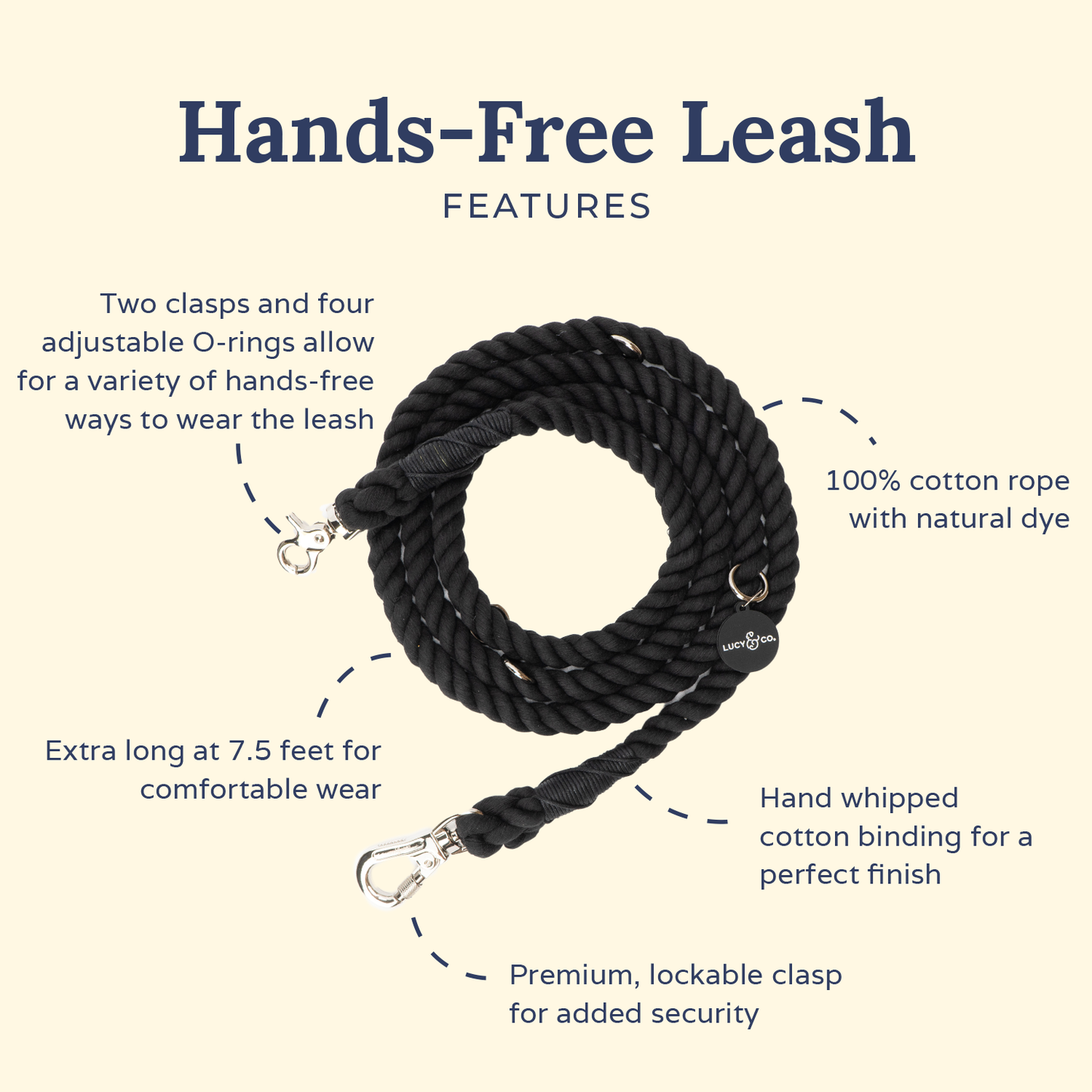 The Midnight Hands-Free Rope Leash