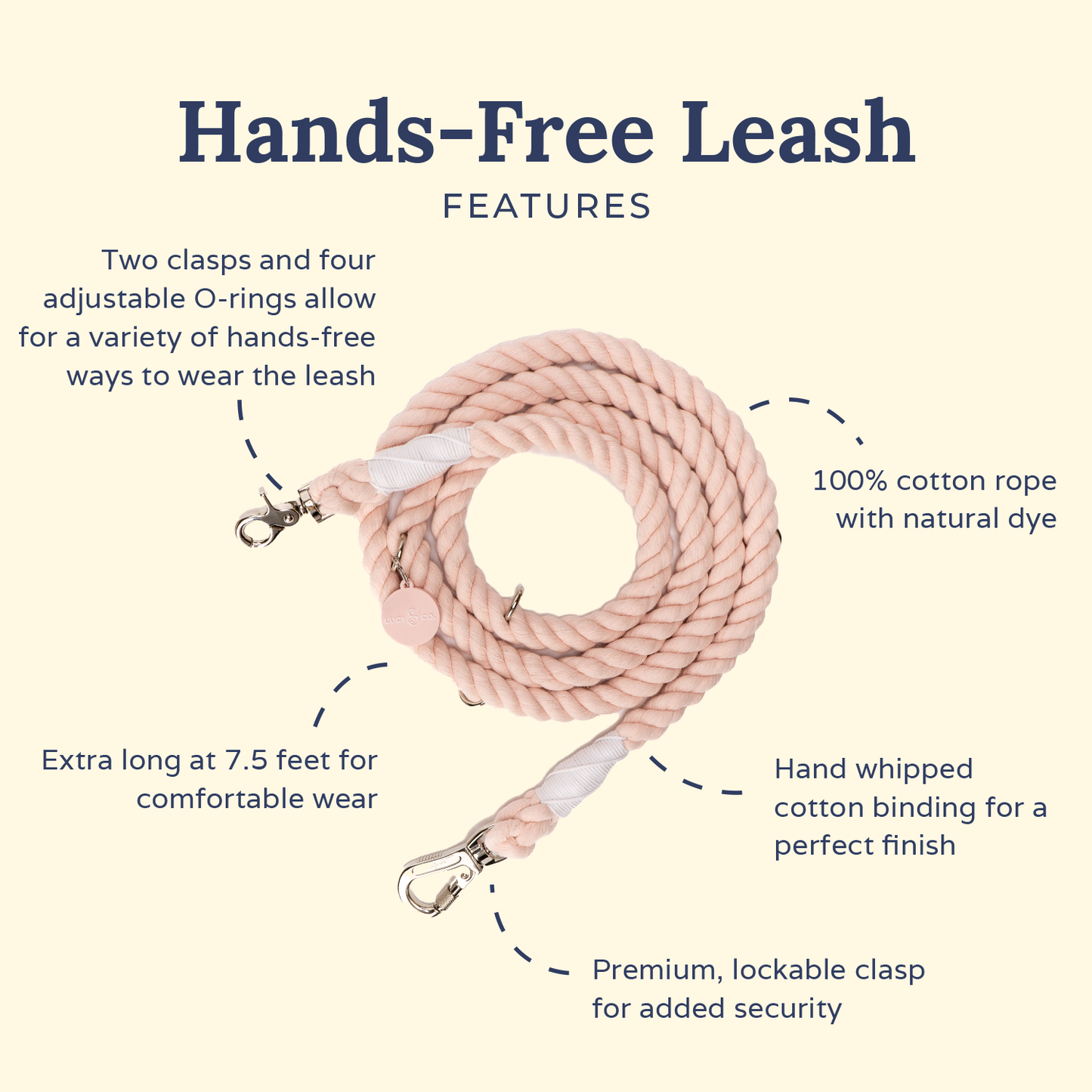 The Rosewater Hands-Free Rope Leash